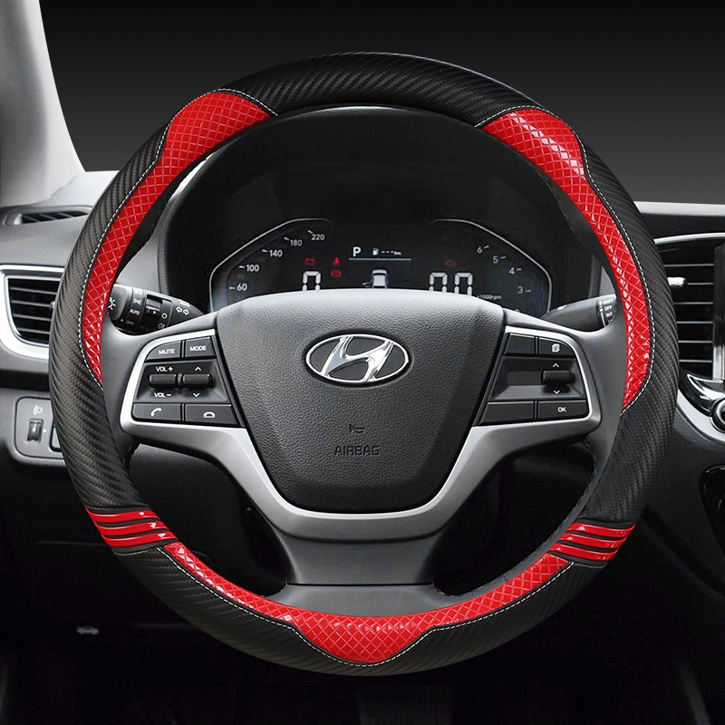 Bao Da Bọc Vô Lăng Bằng Sợi Carbon Cho Hyundai Elantra 4 2016-2018 Solaris 2017 Accent Verna 2018