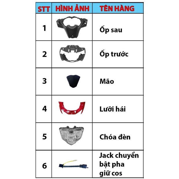 Bộ đầu đèn Exciter 155 mẫu Exciter 2019 lắp như zin.