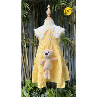 Váy đầm cho bé gái, cổ bé có ren, chất thô thoáng mát