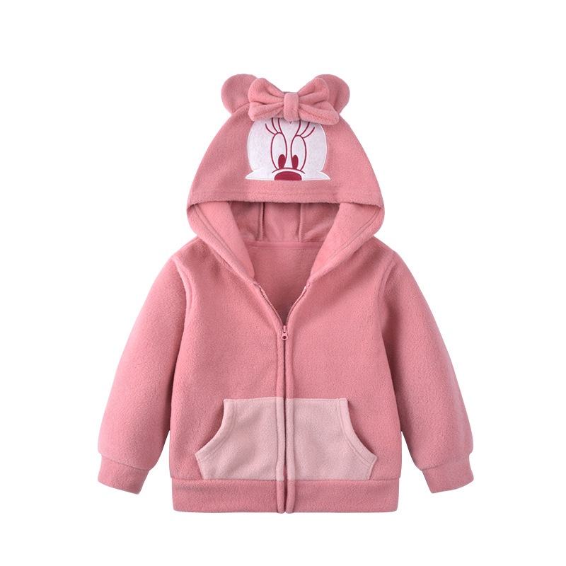 Gấu dâu Lotso Áo Khoác cardigan Có Nón Dáng Rộng Có Khóa Kéo In Hoạt Hình Winnie the Pooh Gấu Dâu Tây Chuột Mickey Minnie Cho Bé Trai Bé Gái