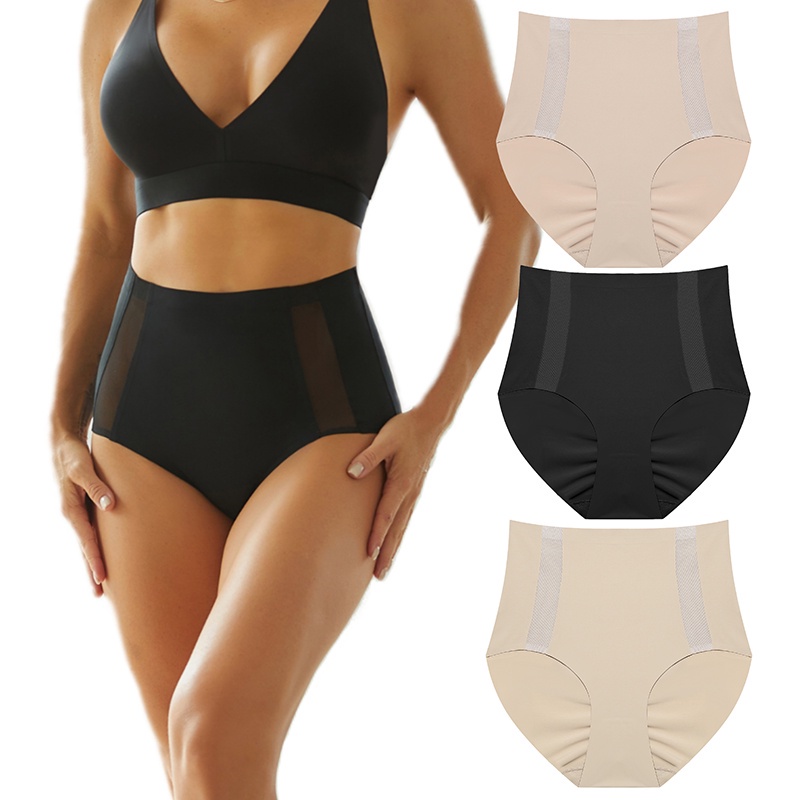 Quần Lót Lụa Không Đường May Lưng Cao Thoáng Khí Cho Nữ