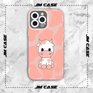Ốp lưng iphone samsung xiaomi oppo cạnh vuông JMCase Bò Sữa Hồng Cute