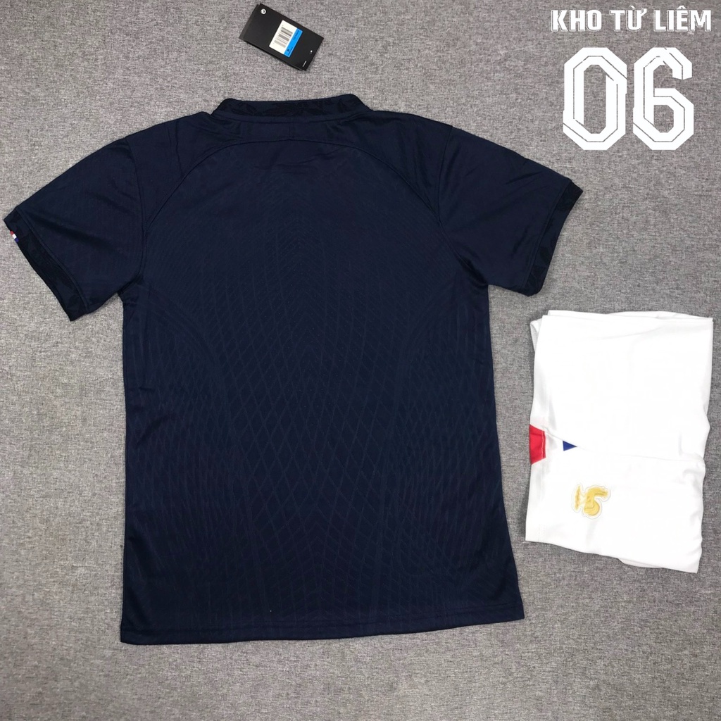 Đồ đá banh - bộ quần áo đá bóng nam ngắn tay đội tuyển Pháp Vải Fex Thái Cao Cấp