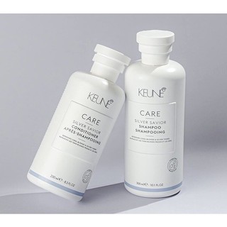 Dầu gội xả tím dành cho tóc nhuộm màu sáng, khử vàng và phục hồi tóc Keune CARE Silver Savior 300ml/250ml(NEW-2024)
