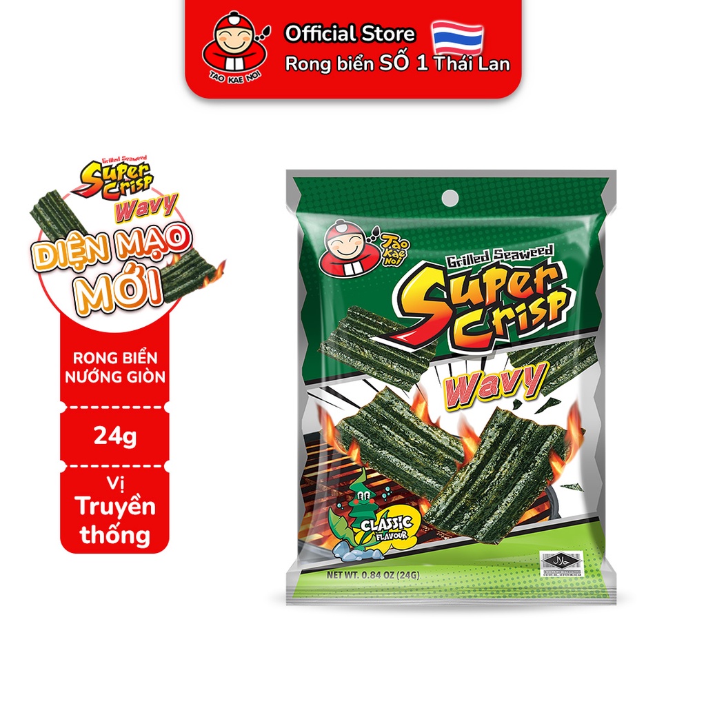 [COMBO 5] Rong biển TaoKaeNoi Super Crisp 12g (1 Truyền Thống, 1 Kim Chi) Mix Crispy Seaweed 15g (2 Truyền Thống, 1 Cay)