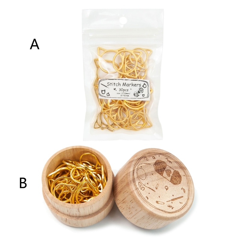 Bộ 30 Nhẫn Đánh Dấu Đan Len Hình Tai Mèo