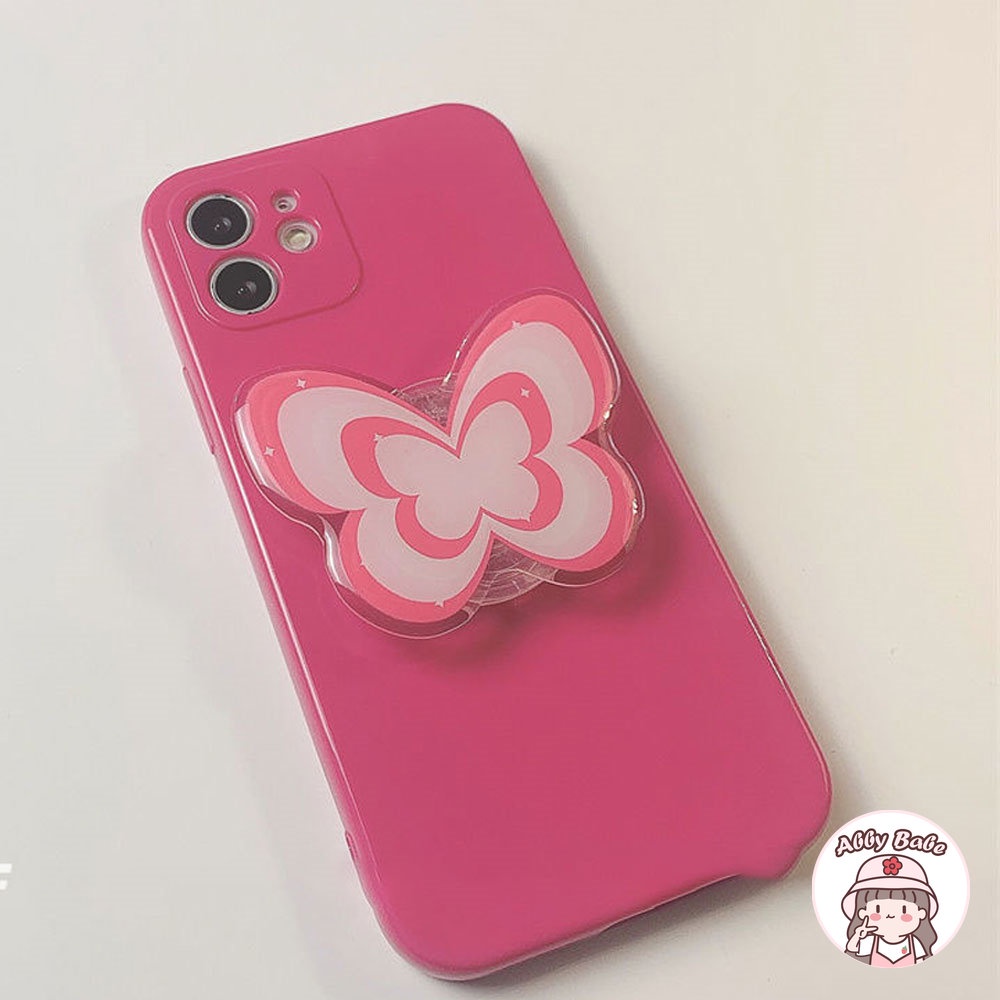 Ốp Điện Thoại TPU Mềm Chống Sốc Họa Tiết Bướm Màu Hồng Gradient Phong Cách Hàn Quốc Cho IPhone 11 7Plus 13 12 11 Pro Max