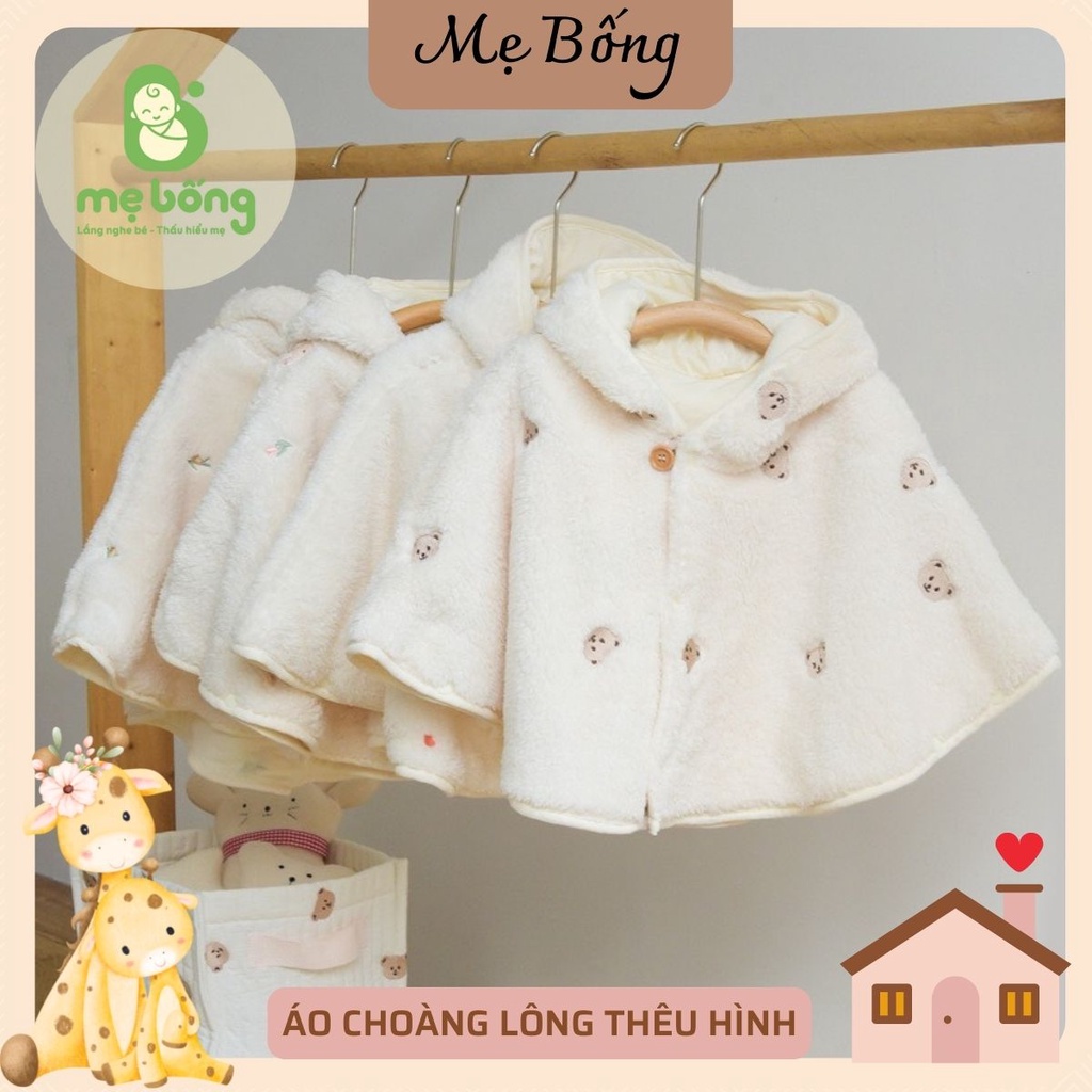 Áo choàng lông thêu hình cho bé 2-5y