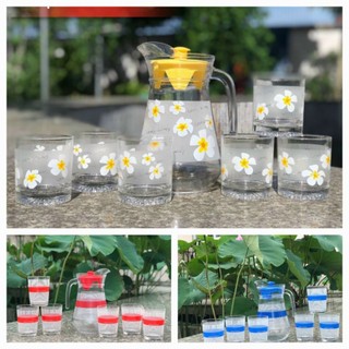 Bộ bình đựng nước 6 ly thủy tinh nắp nhựa UG350