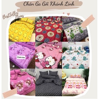 Bộ 5 món ga gối và chăn phao cotton poly chần bông dày loại 1 mềm êm được chọn mẫu