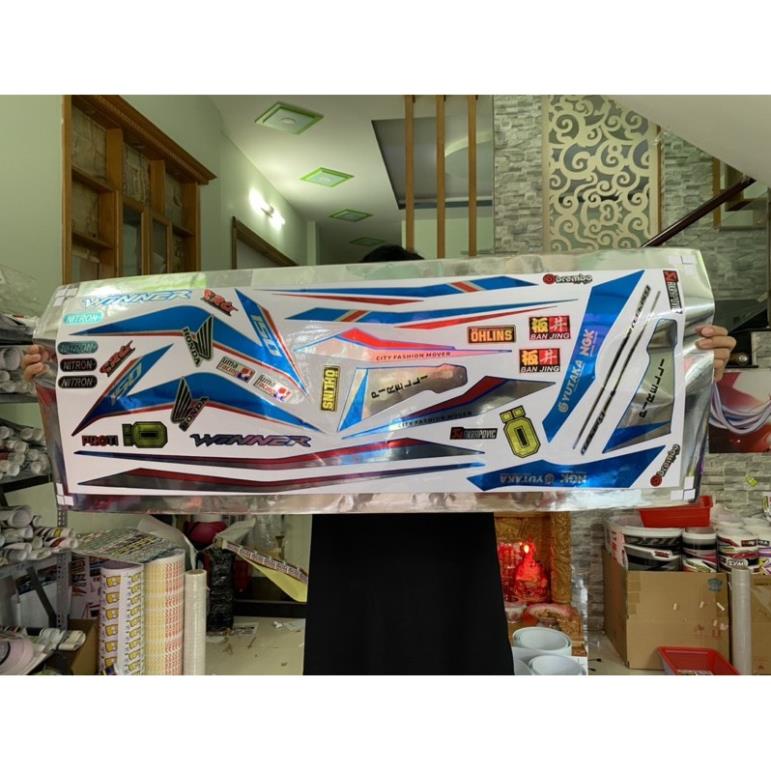 FREE SHIP + SALE SỐC +DECAL PVC 5 LỚP CHẤT LƯỢNG CAO Tem rời Winner 150 mẫu zin trắng xanh crom cao cấp