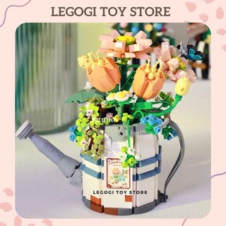 Đồ chơi lắp ráp chậu tưới hoa kèm thiệp loz mini 1936 mô hình xếp hình lắp ghép legogi