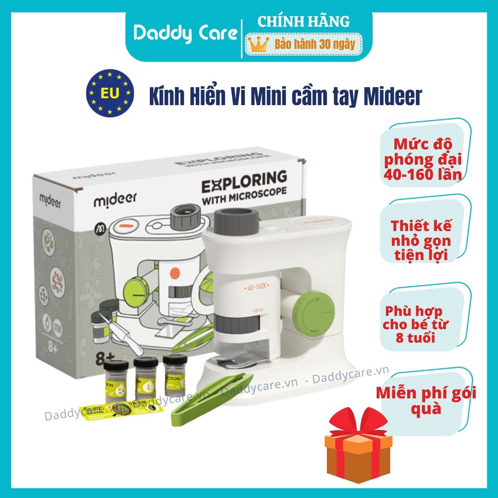 Kính hiển vi mini bỏ túi Mideer Exploring With Microscope, đồ chơi khoa học cho bé 7,8,9,10 tuổi