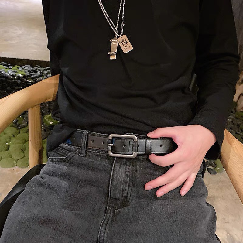 Thắt Lưng Nam Nữ DG Mặt Vuông  Màu Đen Đẹp Cao Cấp - Dây Lưng Nam Nữ Unisex Mặt Kim Loại  Da PU Hàn Quốc - DG