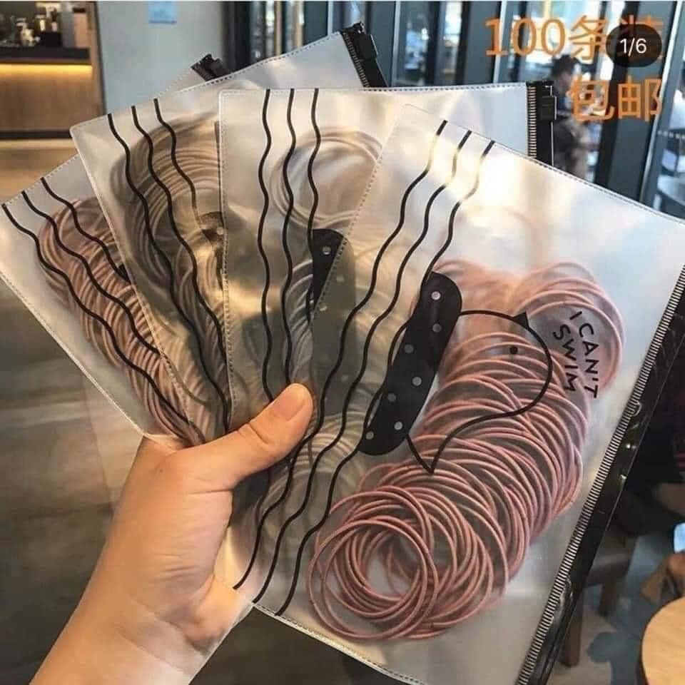 [L2M] SET 50/100 thun buộc tóc co giãn SỢI MẢNH nhiều màu sắc phong cách Hàn Quốc