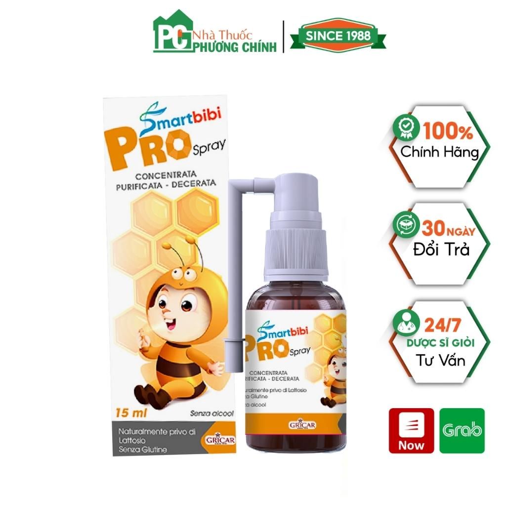 Xịt Họng Cho Bé Smartbibi Pro Spray Giúp Giảm Ho, Đau Họng & Viêm Phế Quản Cho Bé (15ml/Chai)