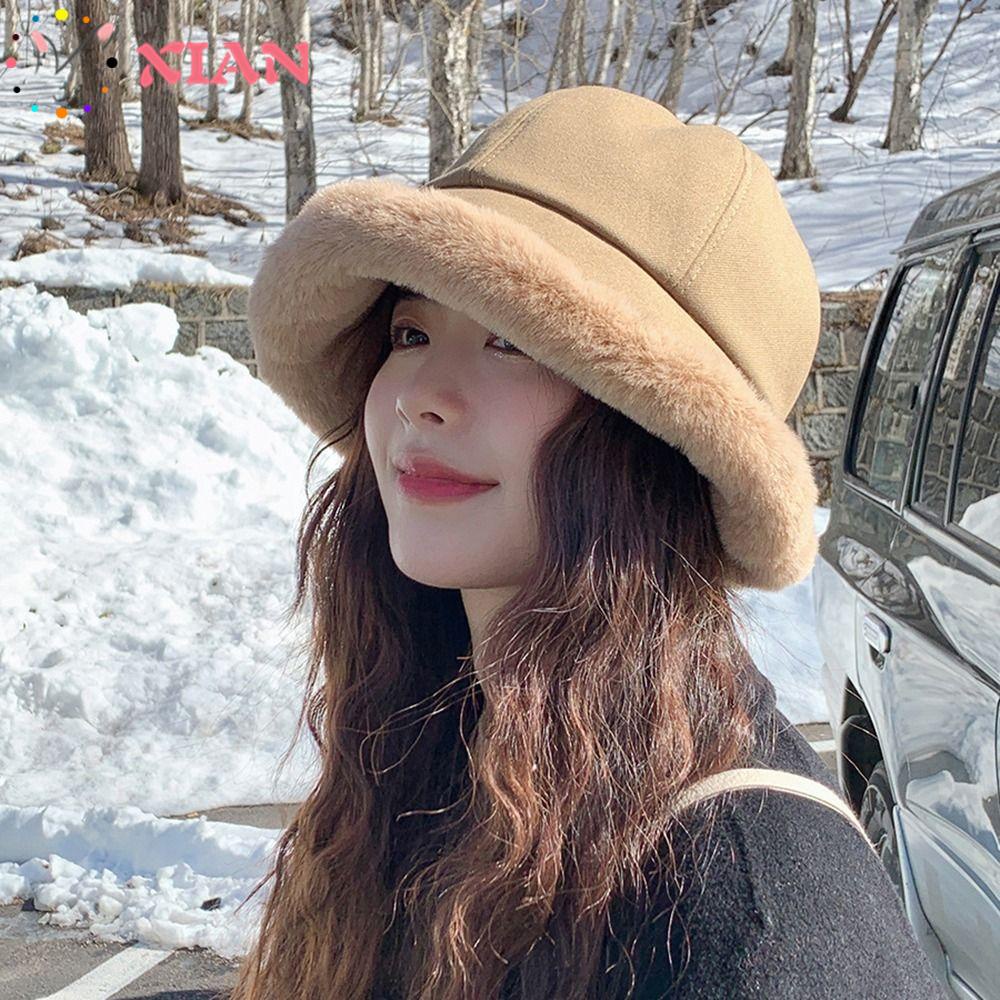 Mũ Bucket Chất Liệu Nhung Lông Giả Thời Trang Mùa Đông Cho Nữ
