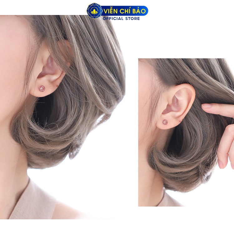 Bông tai bạc nữ đính đá dâu tây chất liệu bạc 925 thời trang phụ kiện trang sức nữ Viễn Chí Bảo E042