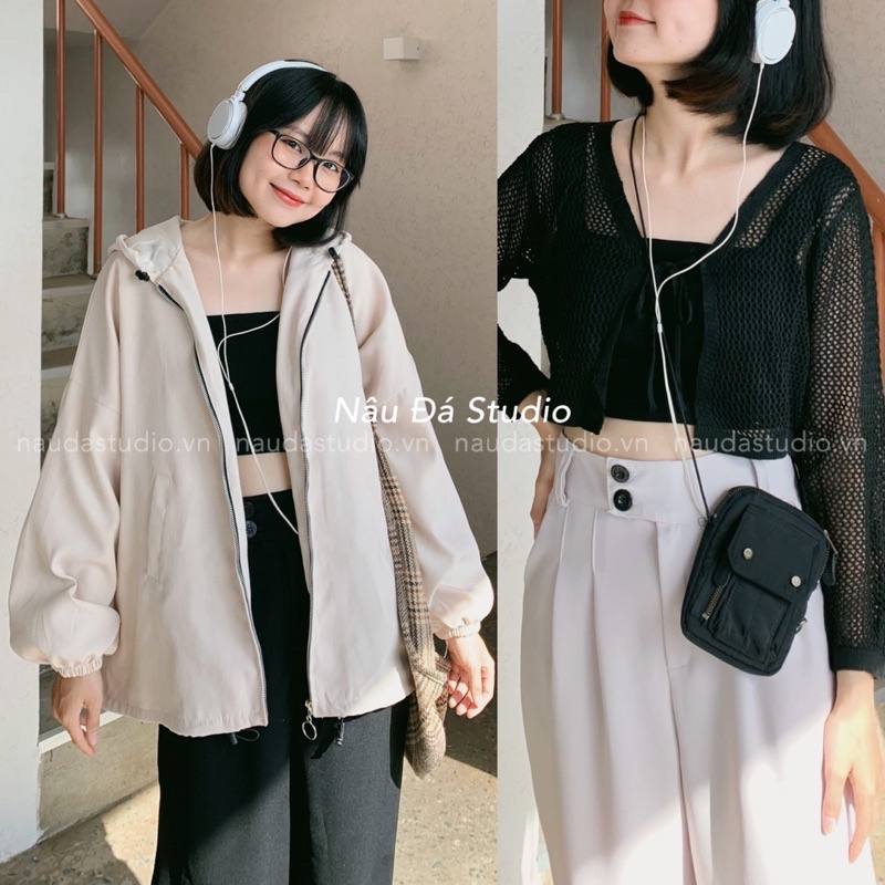 ÁO CROPTOP DÂY MÚT NGỰC  - NÂU ĐÁ STUDIO.