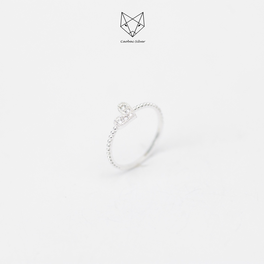 Nhẫn Bạc Ta Cao Cấp CaoBac Silver Thiết Kế Cạnh Xoắn Mặt TimTính Tế , Lấp Lánh, Mới Lạ Dành Tặng Riêng Cho Bạn Gái