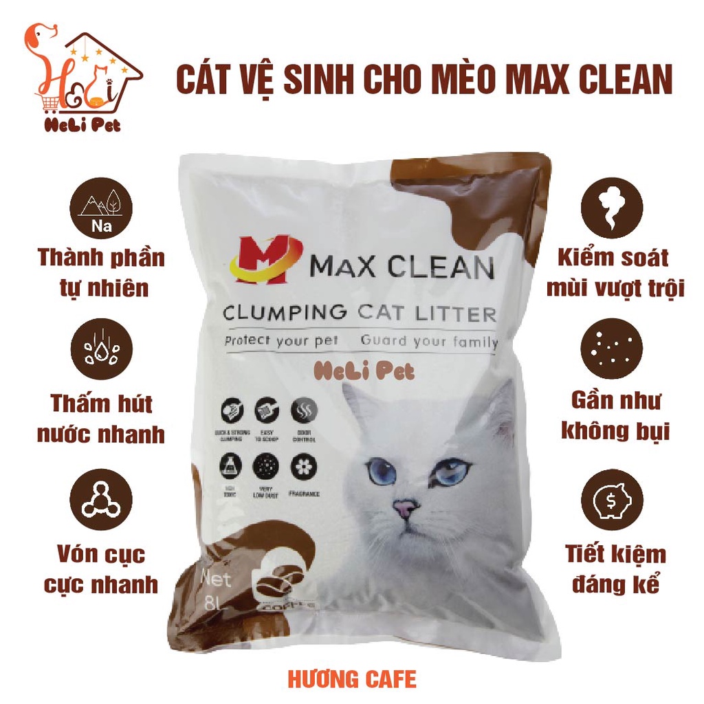 Cát Vệ Sinh Cho Mèo Cao Cấp  Khử Mùi Vượt Trội Siêu Vón Cục Siêu Ít Bụi - Max Clean