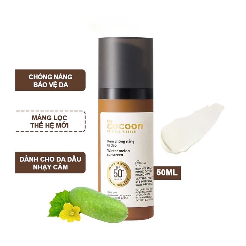 Kem Chống Nắng Bí Đao Quang Phổ Rộng The Cocoon The Winter Melon Sunscreen 50ml