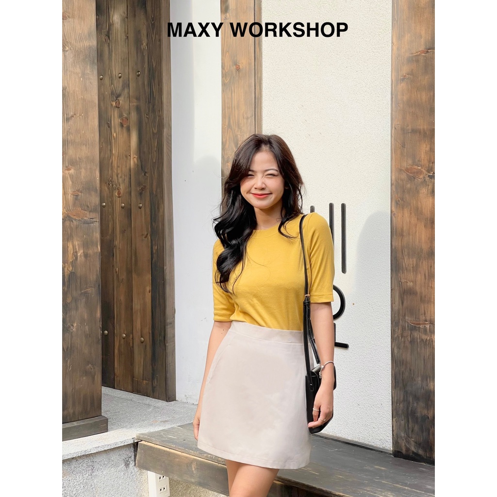 Áo thun tay lỡ ôm dáng Knitted Basic Tee Yellow Maxy Workshop