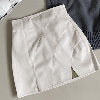 Chân váy da PU dáng chữ A Devonltd