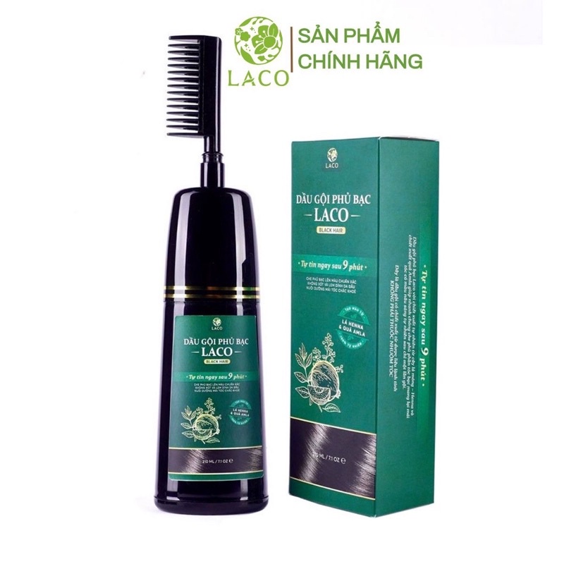 Dầu Gội Phủ Bạc Thảo Dược Laco Black Hair 200ml - Gội Là Đen Nhuộm Tóc Tự Tin Sau 9 Phút Tại Nhà