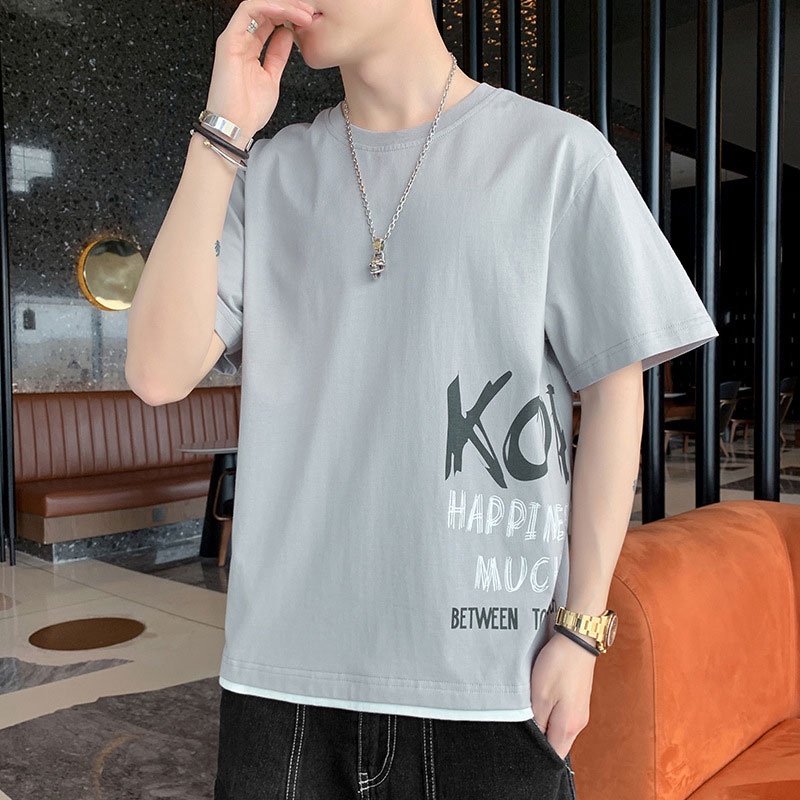 Áo Thun Tay Ngắn Dáng Rộng Vải Lụa Mát Thời Trang Hè Trẻ Trung Cho Nam