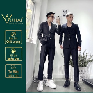 Bộ vest nam Hàn Quốc túi hộp màu đen-VuHai