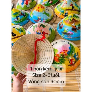 Nón lá vẽ,nón lá trơn cho bé