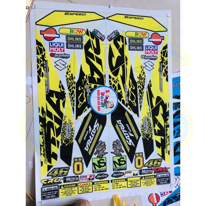 FREE SHIP + SALE SỐC +DECAL PVC 5 LỚP CHẤT LƯỢNG CAO Tem rời satria fi báo đốm