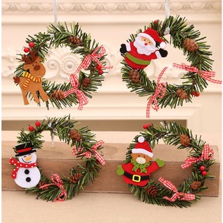 Vòng nguyệt quế trang trí cây thông Giáng Sinh, Noel, vòng nguyệt quế treo cửa tuần lộc, ông già Noel đường kính 11cm