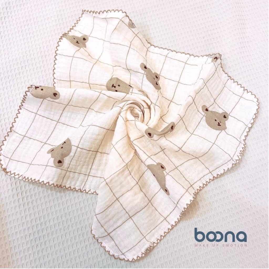 Lẻ 1 chiếc khăn sữa Boona, khăn xô muslin 2 lớp cao cấp cho bé kích thước 30x30cm