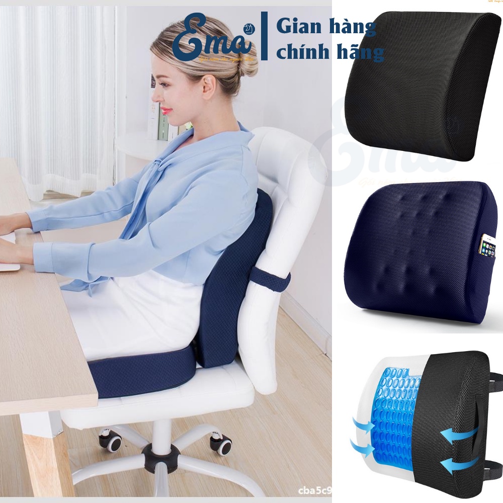 Gối tựa lưng văn phòng cao cấp - Thương hiệu ema, Gối dựa lưng chống đau mỏi lưng khi ngồi làm việc, lái xe