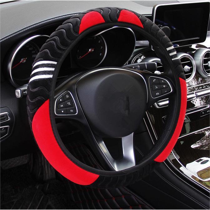 Vỏ Bọc Vô Lăng Xe Hơi 37-38CM Bằng Vải Lông Giữ Ấm Tai Mèo Hoạt Hình Nhiều Màu Sắc Chống Trượt