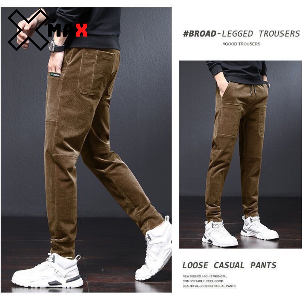 Quần baggy nam nhung tăm co giãn Xmax Hàn Quốc chất liệu cao cấp có túi phía trước HOT TREND STREET STYLE B080 | BigBuy360 - bigbuy360.vn