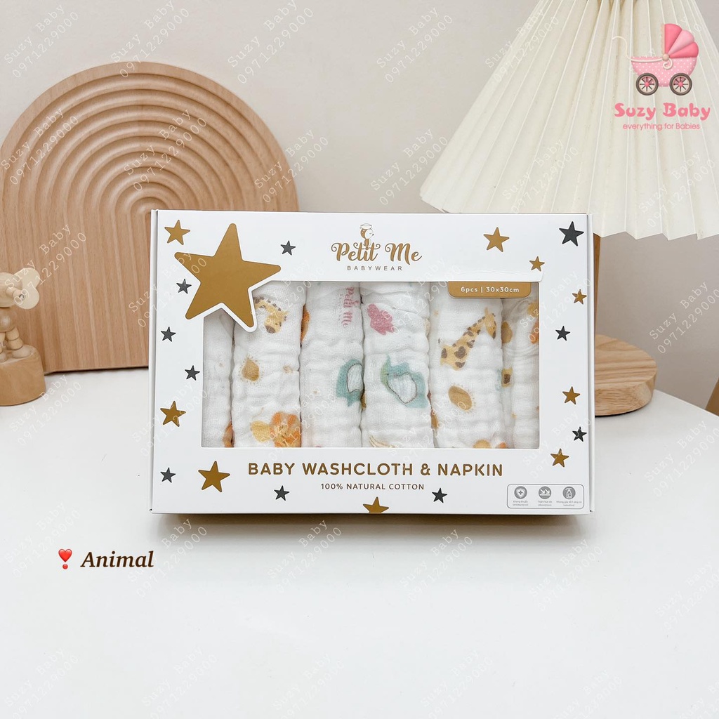Khăn Sữa Cho Bé/ Khăn Sữa Petitme Cho Bé 100% Sợi Bông Cotton, Kháng Khuẩn Và Thấm Hút Tốt
