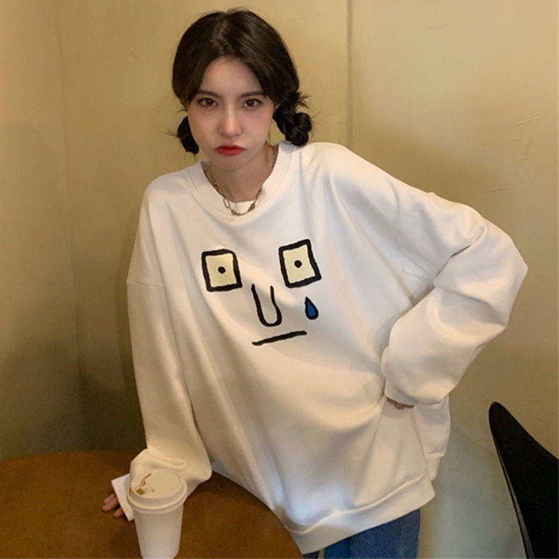 Aphrod Áo Nỉ Nữ Dài Tay Cổ Tròn Thời Trang Hàn