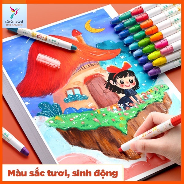 Hộp bút màu xoay vặn 2in1 màu sáp, màu nước cho bé - Hàng chất lượng 12/24/36/48 màu 1 hộp