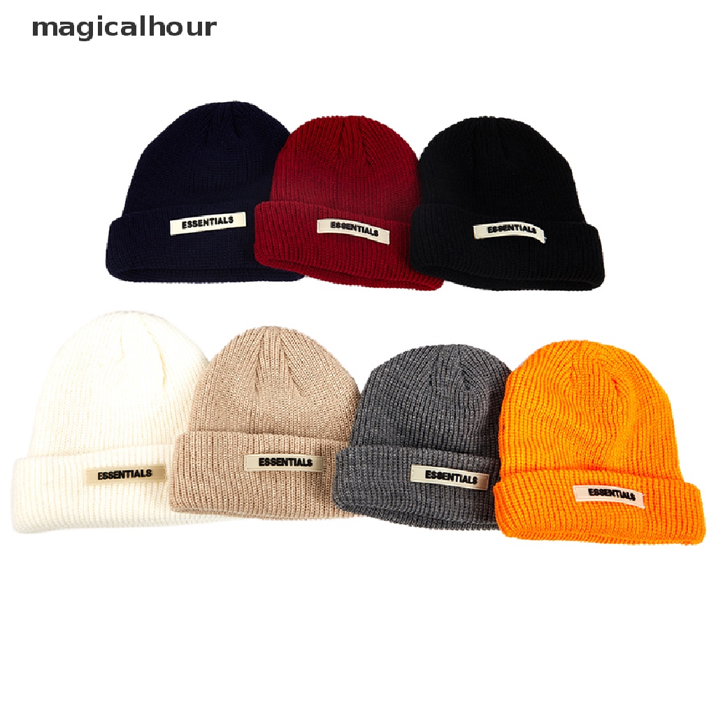 Magicalhour ^ ^ Mũ Len Beanie Dày Màu Đen Thời Trang Mùa Đông Mới Cho Nữ