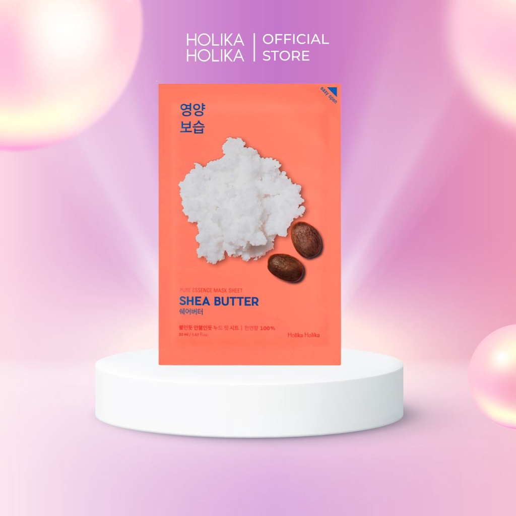 Mặt nạ giấy 3D Hàn Quốc Holika Holika chiết xuất bơ hạt mỡ Pure Essence Mask dưỡng ẩm chăm sóc da 23ml - 7040