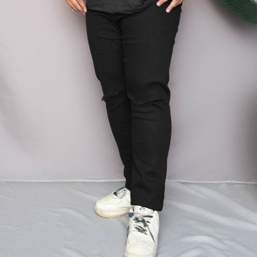 Quần Jean Rách gối Đen 80 -130kg, Quần Jean Nam Co Giãn