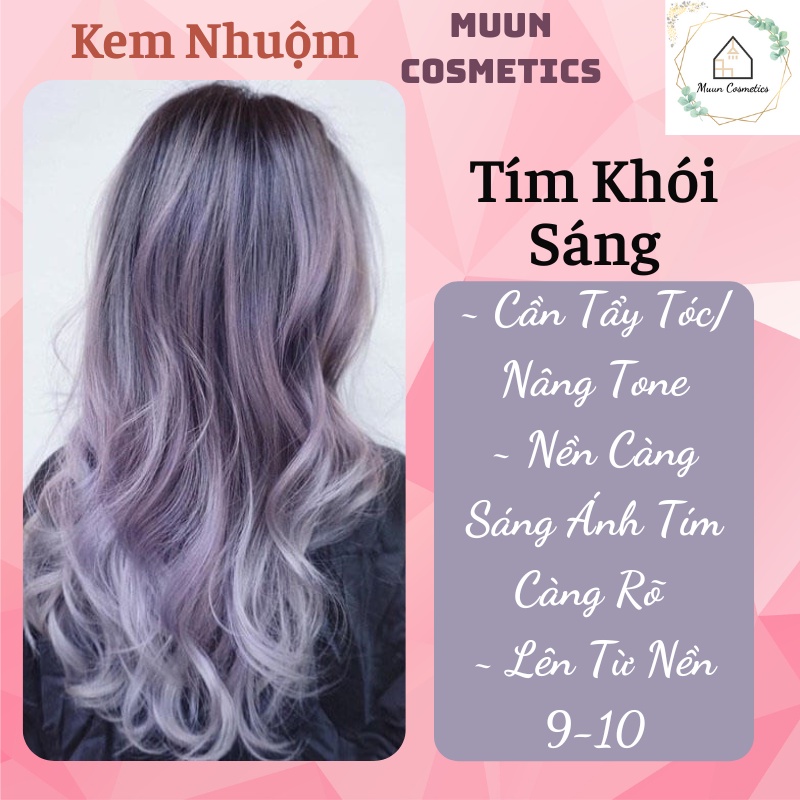 Thuốc Nhuộm Tóc Màu Tím Khói Sáng (Tặng Kèm Oxy + Chụp Tóc + Bao Tay)