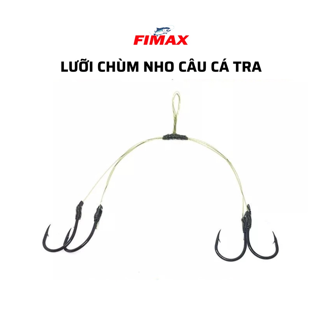 Lưỡi câu chùm nho 4-6-8 lưỡi số 16 lưỡi đen cước xanh cực chắc -Lưỡi chùm nho câu cá tra, cá chim - Tóm lưỡi chùm câu cá