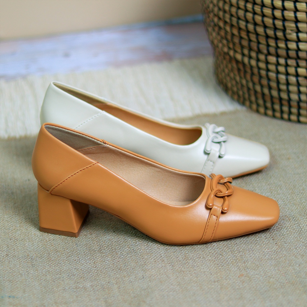 Giày cao gót nữ 5p Mirana Pump Heels đế vuông mũi vuông nơ khóa công sở bAimée & bAmor - MS3008