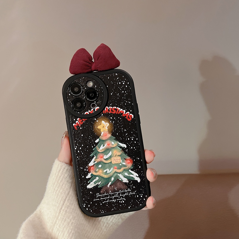 Ốp Điện Thoại Da Hình Cây Thông Giáng Sinh 3D Cho IPhone 14promax 14pro 13promax 12 11 X XS XSMAX
