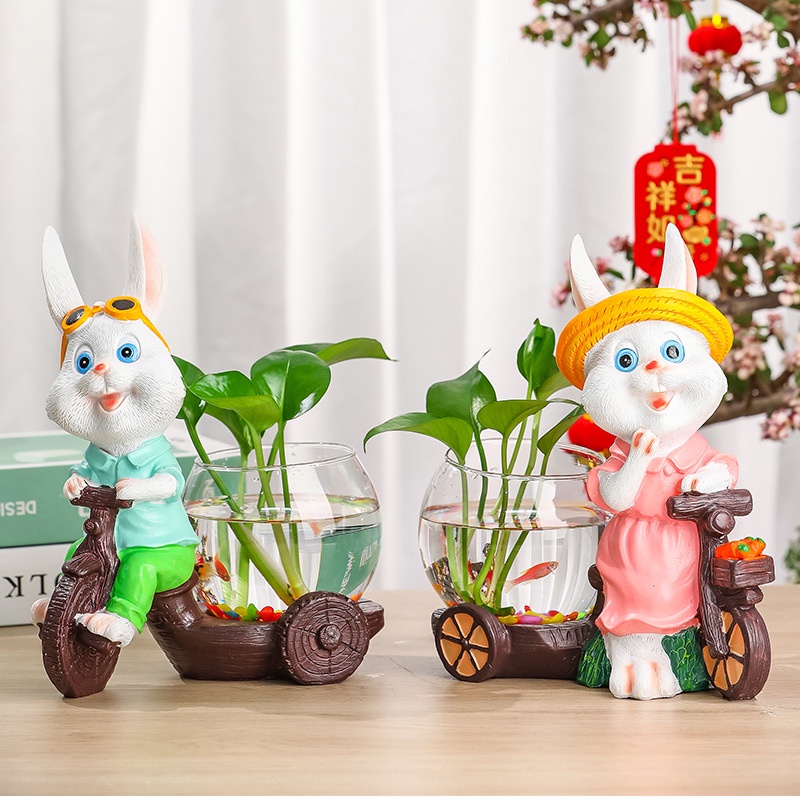 Bình Hoa Thủy Tinh Hình Thỏ Hoạt Hình Sáng Tạo Để Bàn Trang Trí
