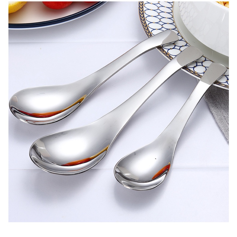 Muỗng inox thìa phở Stainless Steel sâu lòng cán dày sáng bóng